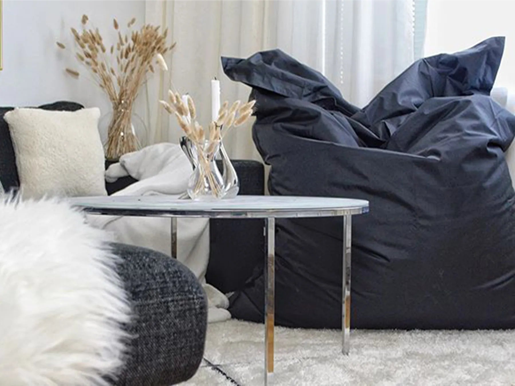 Bean Bag 300 L FUZZY 140 cm 180 cm Black