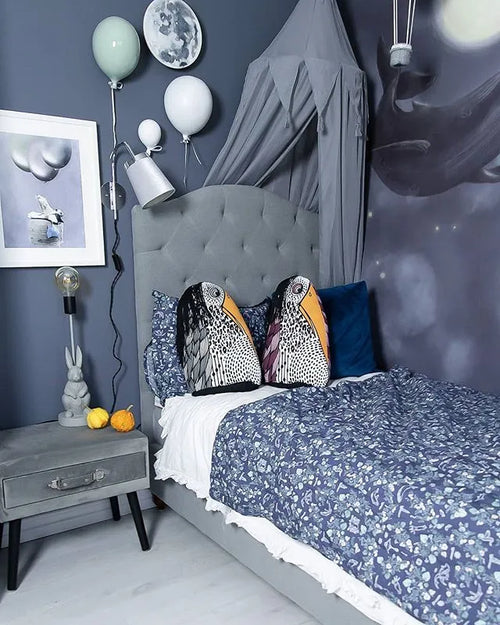 1 Drawer Bedside Table EUROSTAR Velvet Grey