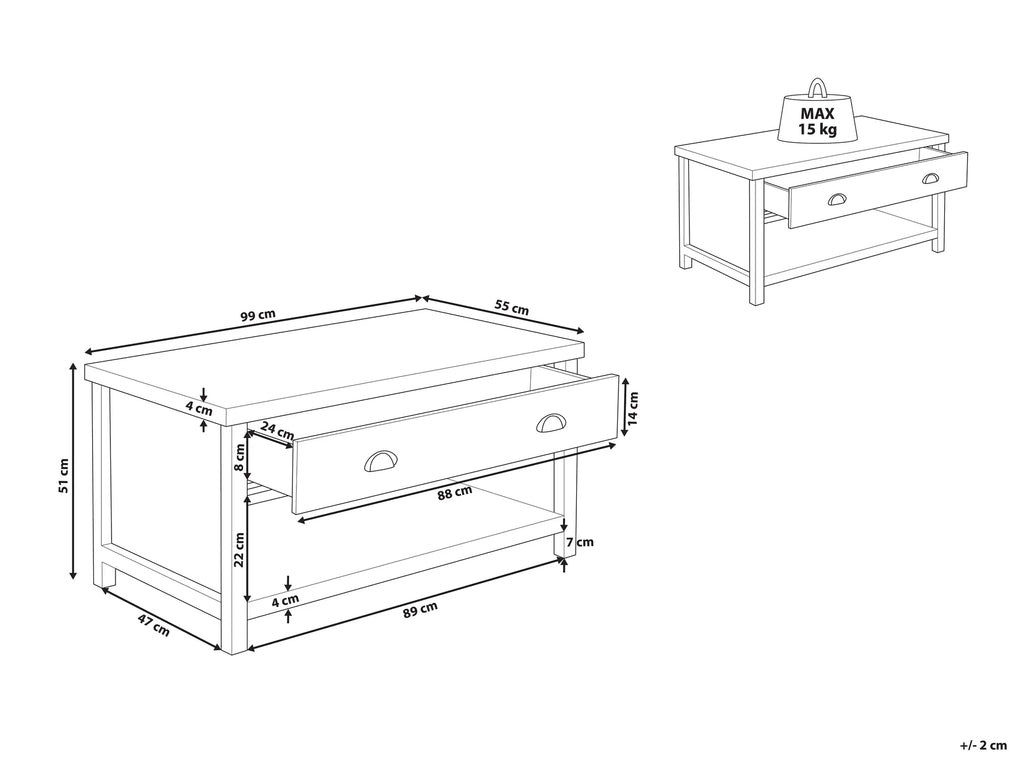 Coffee Table CLIO Light Grey with Storage