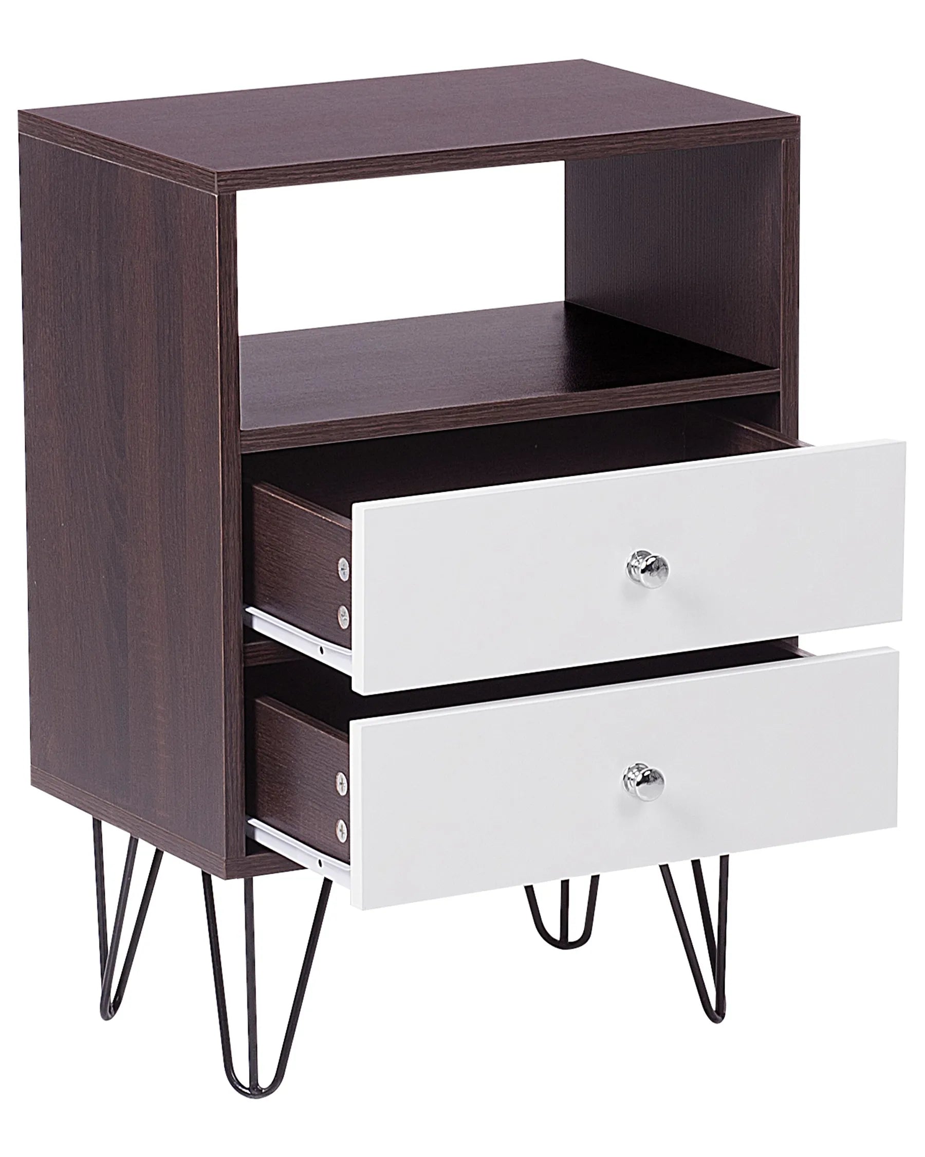 2 Drawer Bedside Table ARVIN Brown/ White