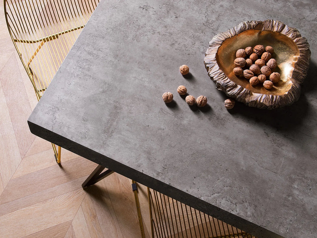 Dining Table BUSCOT Grey Concrete Effect 160 cm 90 cm
