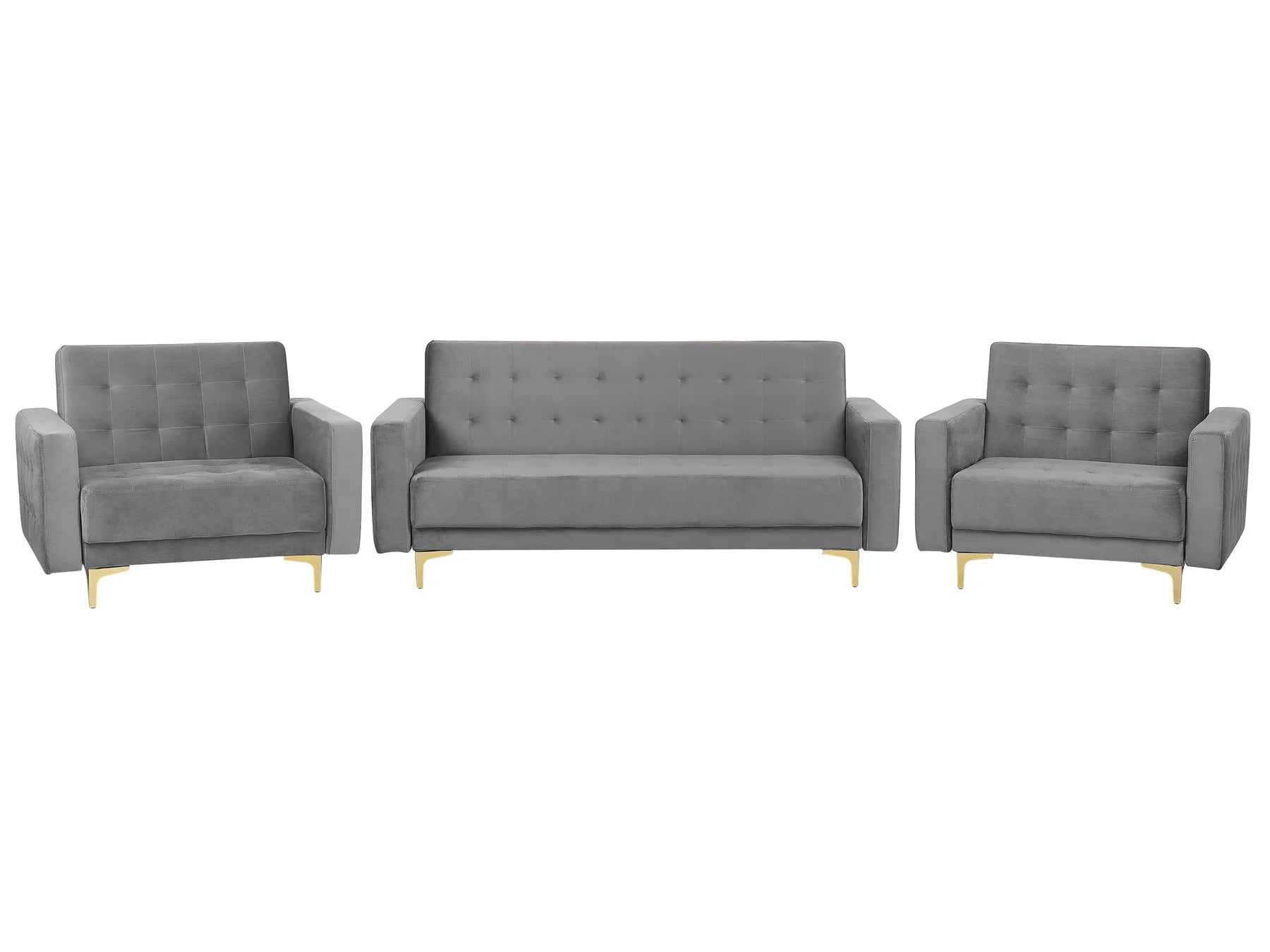 Living Room Set 5 Seater ABERDEEN Velvet Grey