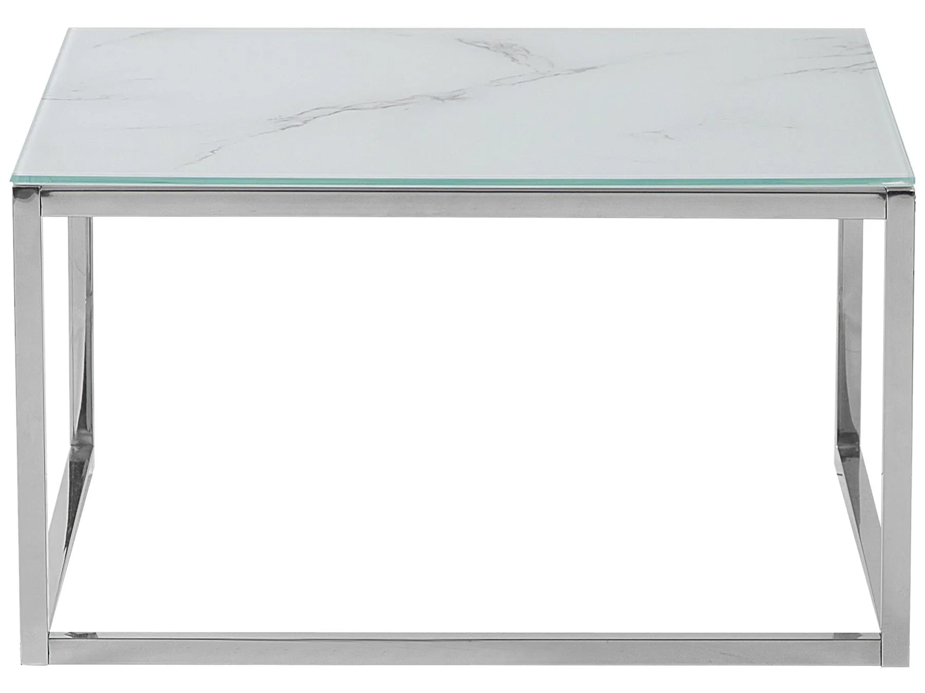 Set of 2 Coffee Tables BREA Tempered Glass White Marble