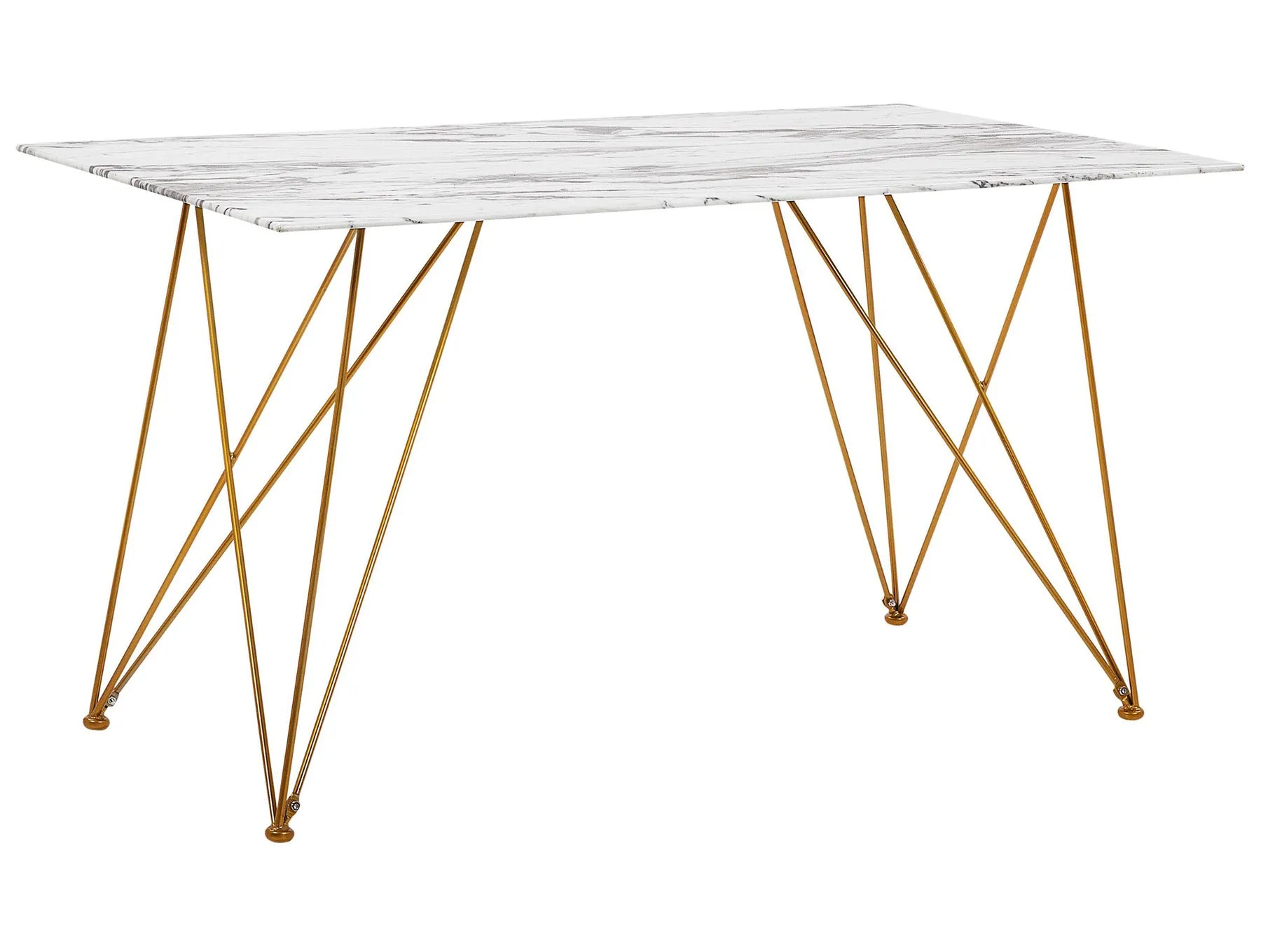 Dining Table KENTON White Marble 140 cm 80 cm Tempered Glass