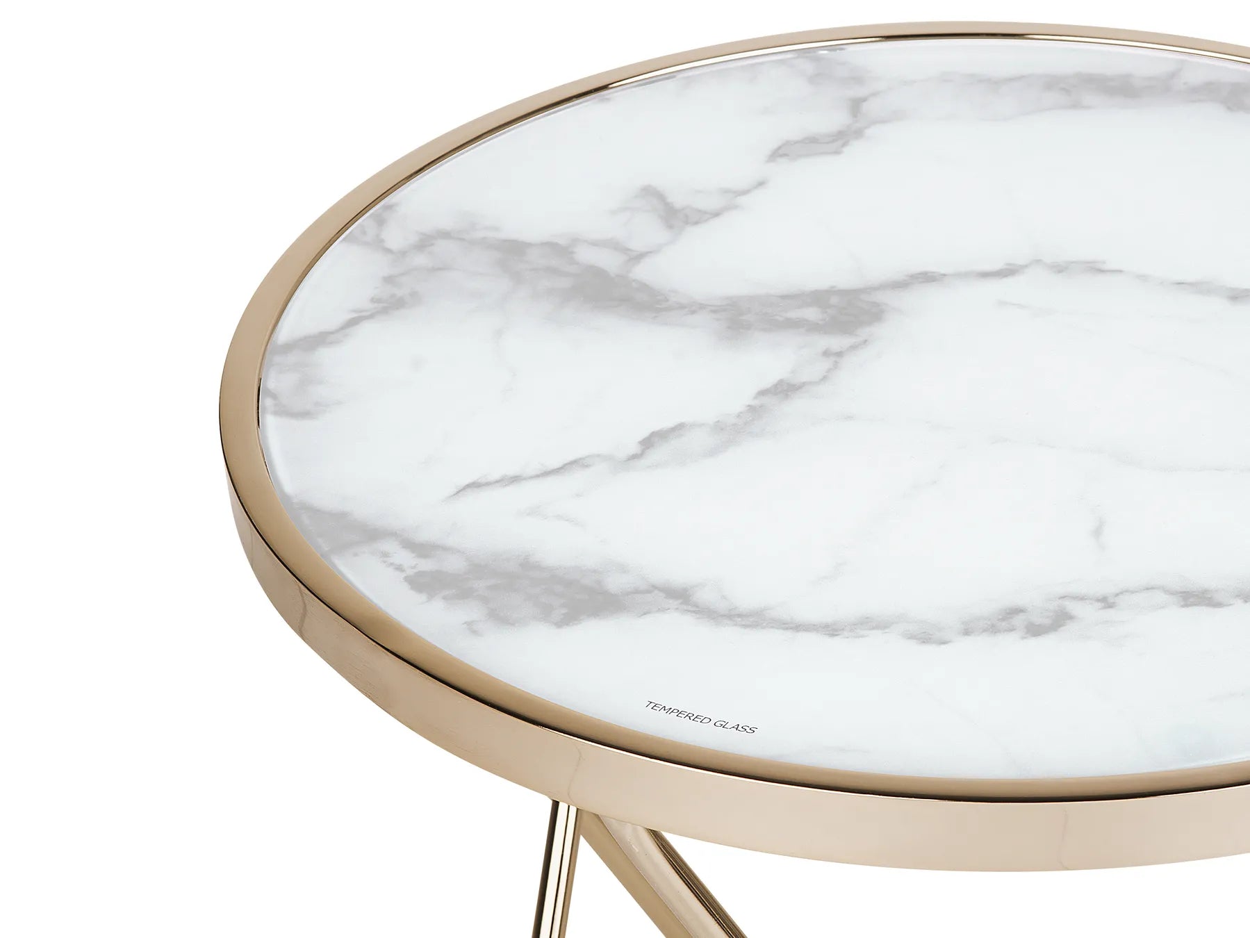 Side Table MERIDIAN Tempered Glass Marble/ Gold