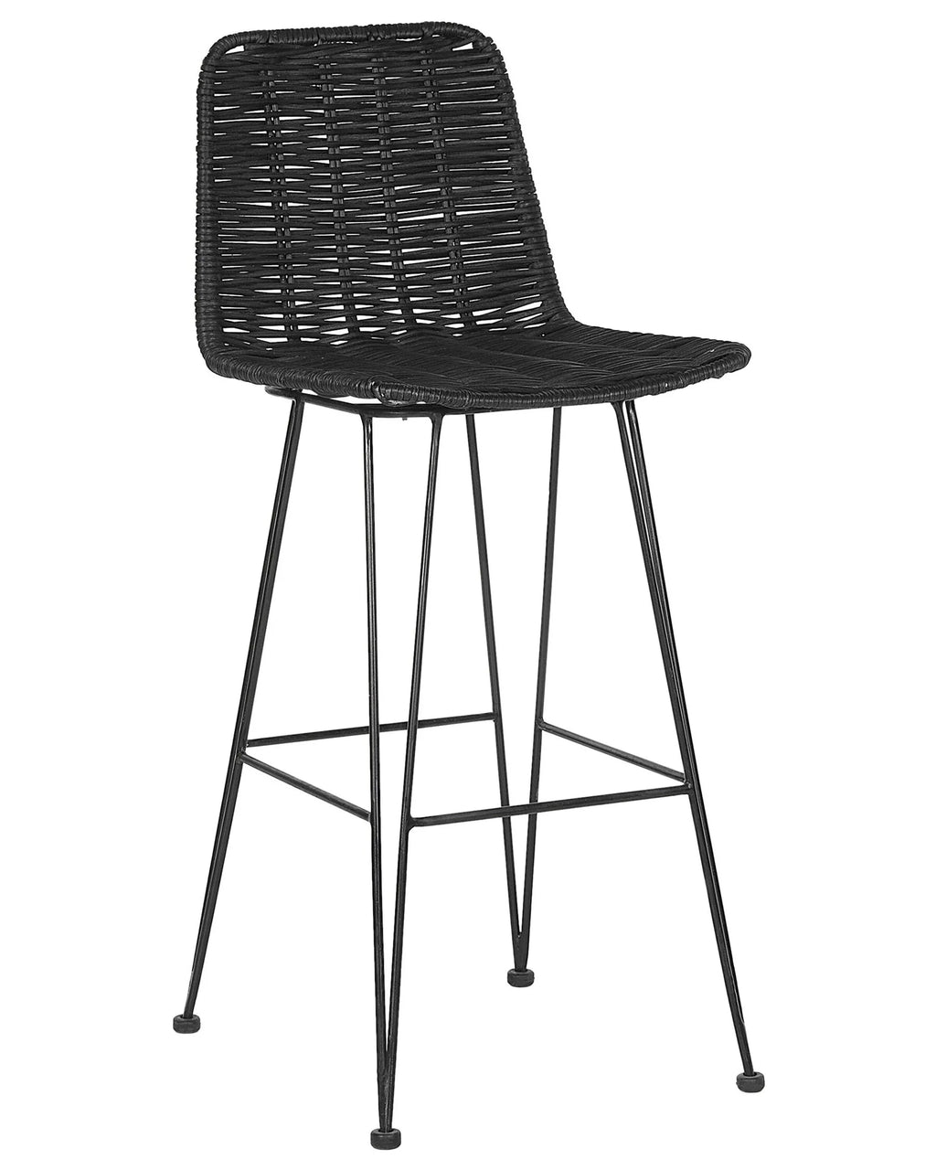 Set of 2 Bar Chairs CASSITA Rattan Black