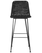 Set of 2 Bar Chairs CASSITA Rattan Black