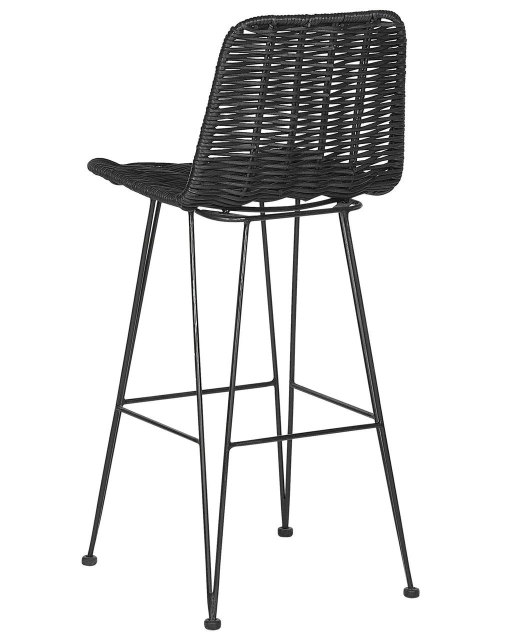 Set of 2 Bar Chairs CASSITA Rattan Black