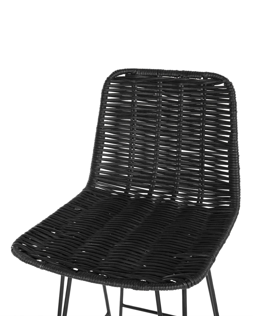 Set of 2 Bar Chairs CASSITA Rattan Black