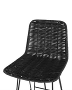 Set of 2 Bar Chairs CASSITA Rattan Black