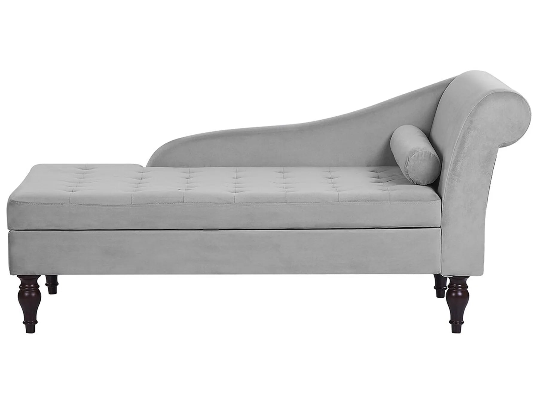 Right-Hand Chaise Lounge PESSAC Velvet Light Grey with Storage