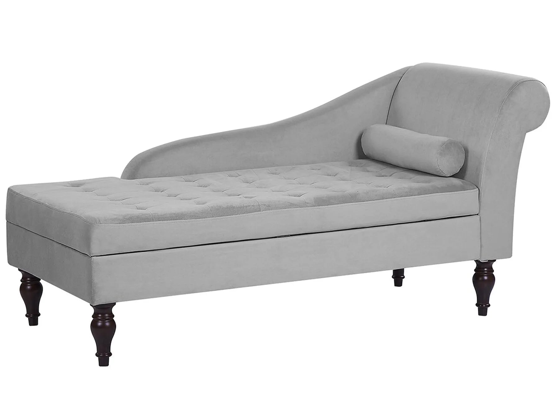 Right-Hand Chaise Lounge PESSAC Velvet Light Grey with Storage