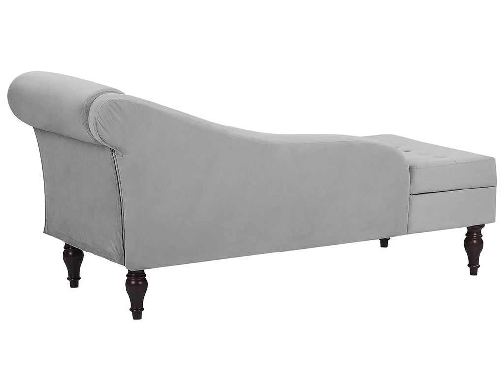Right-Hand Chaise Lounge PESSAC Velvet Light Grey with Storage