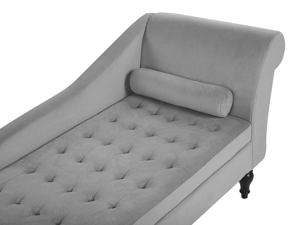 Right-Hand Chaise Lounge PESSAC Velvet Light Grey with Storage