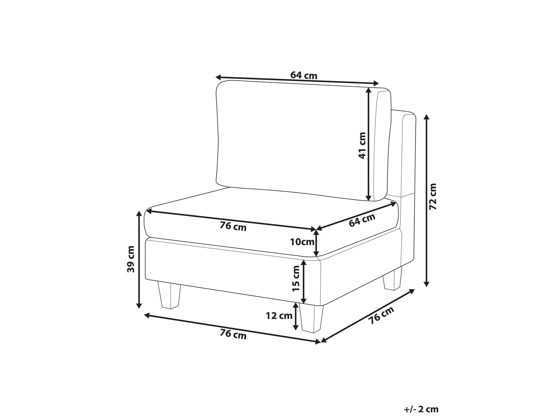 1-Seat Section FEVIK Fabric Light Grey