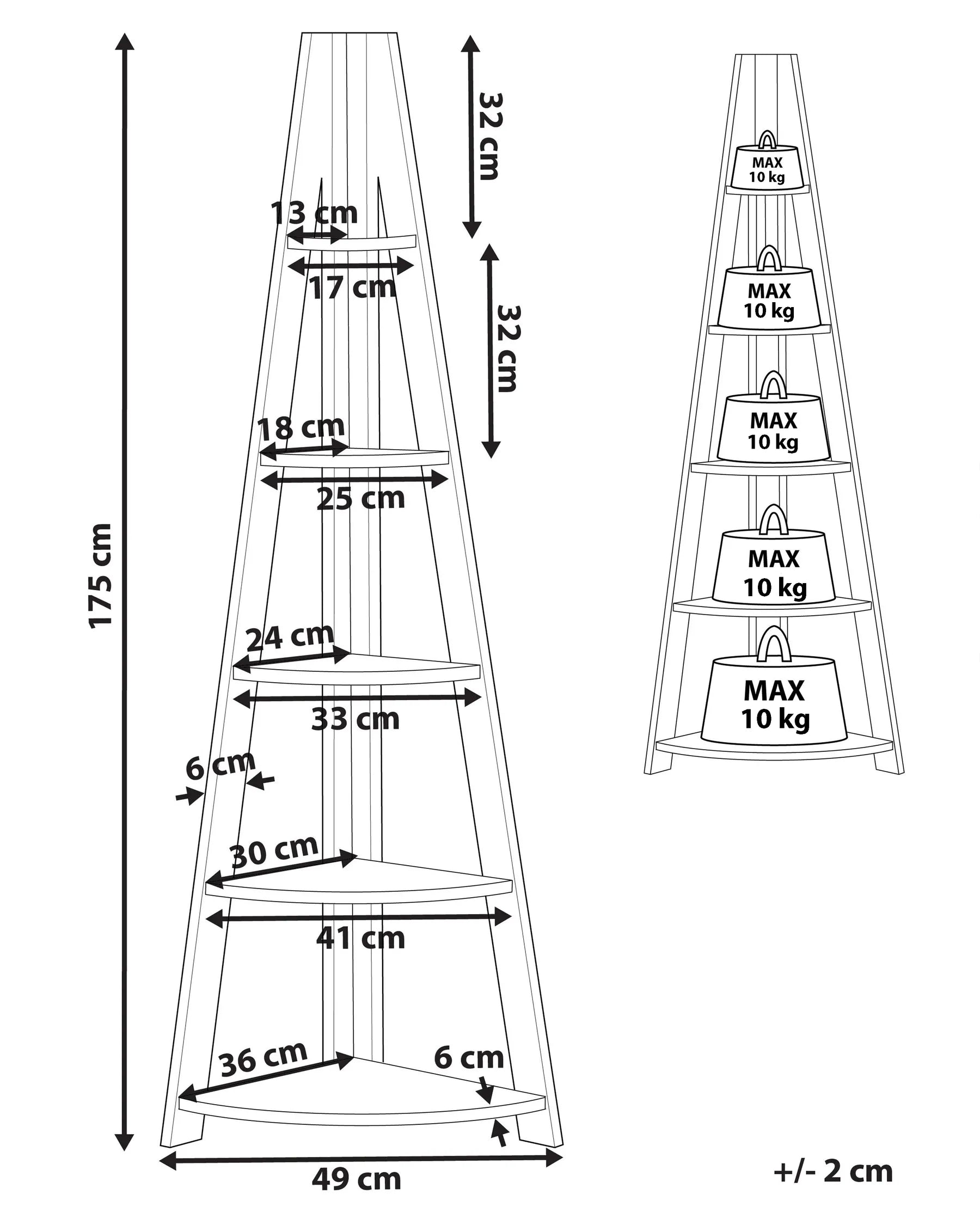 Corner 5 Tier Shelving Unit MOBILE SOLO 175 cm Brown/ White