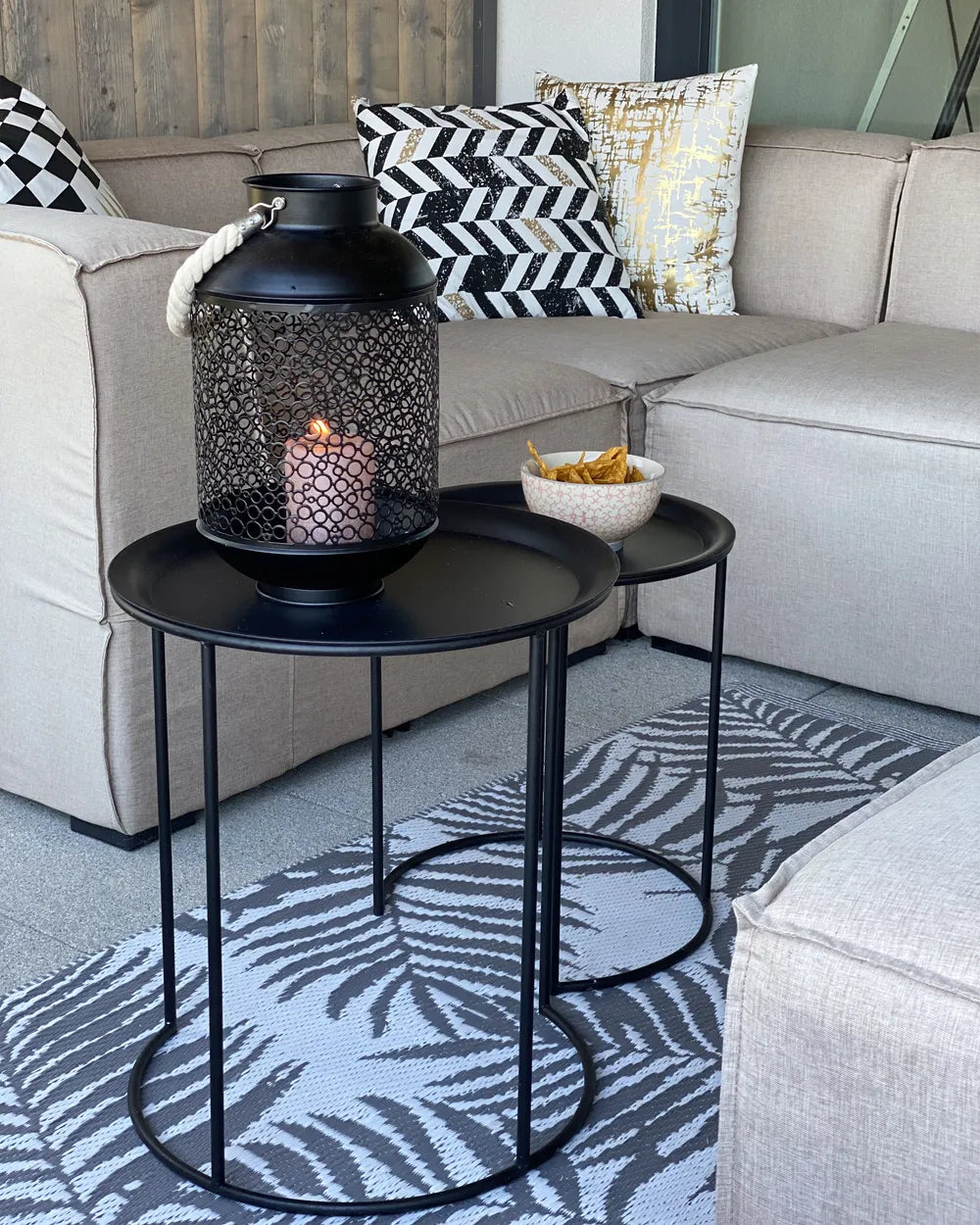 Set of 2 Side Tables TWINS Metal Black