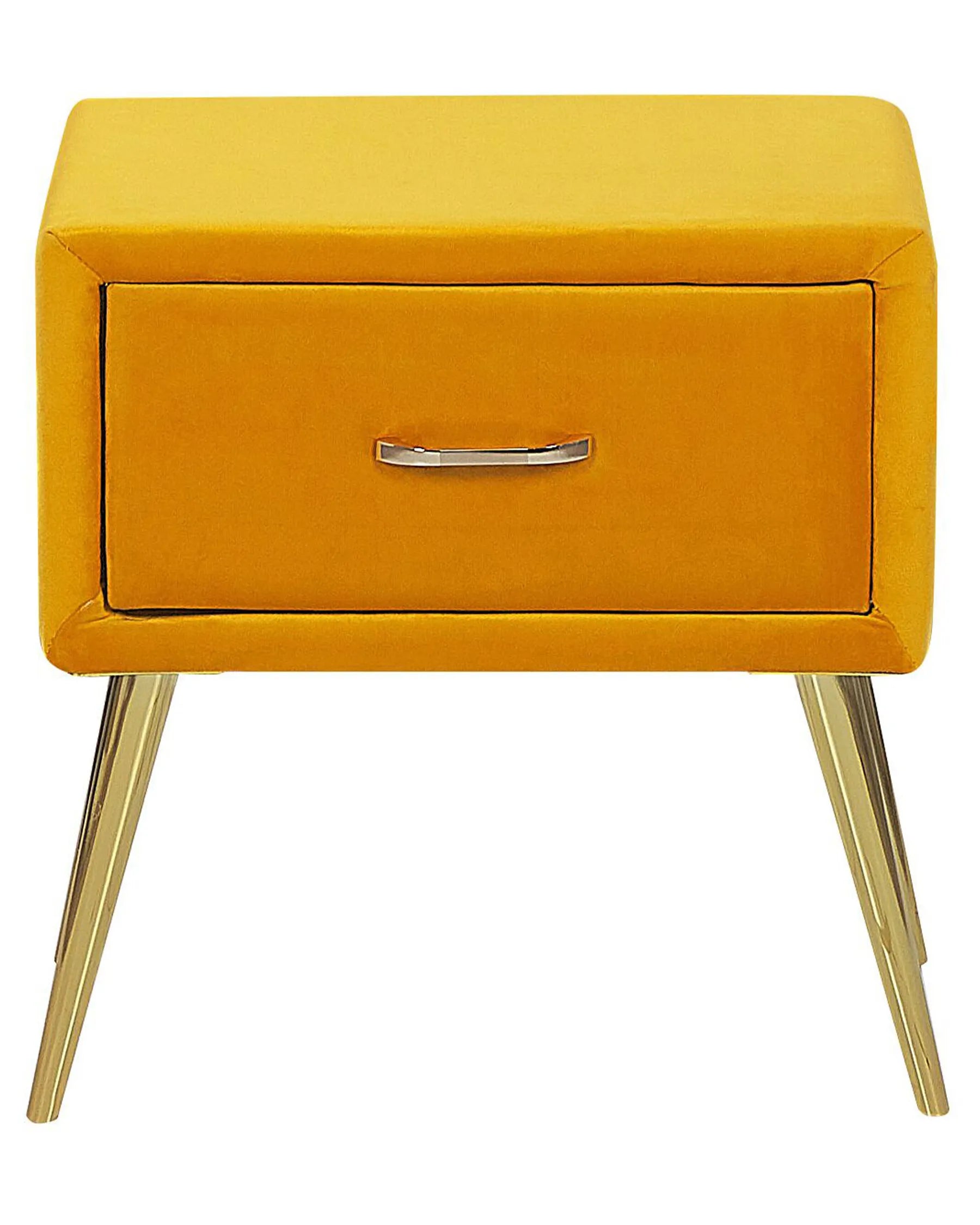 1 Drawer Bedside Table FLAYAT Velvet Mustard