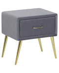 1 Drawer Bedside Table FLAYAT Velvet Grey
