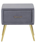1 Drawer Bedside Table FLAYAT Velvet Grey