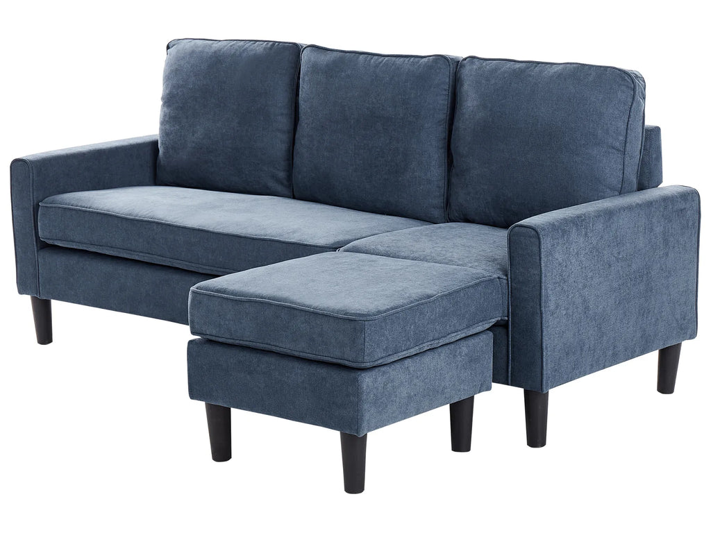 Sofa 3 Seater AVESTA Fabric Dark Blue with Ottoman