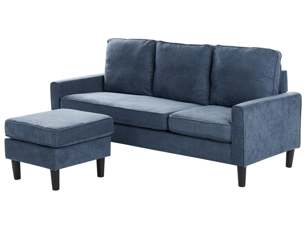 Sofa 3 Seater AVESTA Fabric Dark Blue with Ottoman