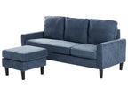 Sofa 3 Seater AVESTA Fabric Dark Blue with Ottoman