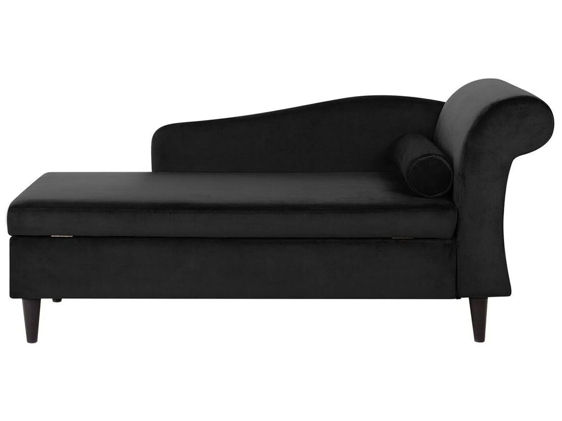 Right-Hand Chaise Lounge LUIRO Velvet Black with Storage