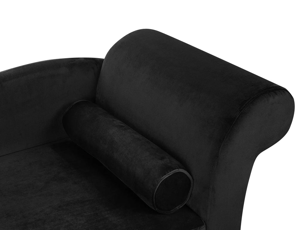 Right-Hand Chaise Lounge LUIRO Velvet Black with Storage