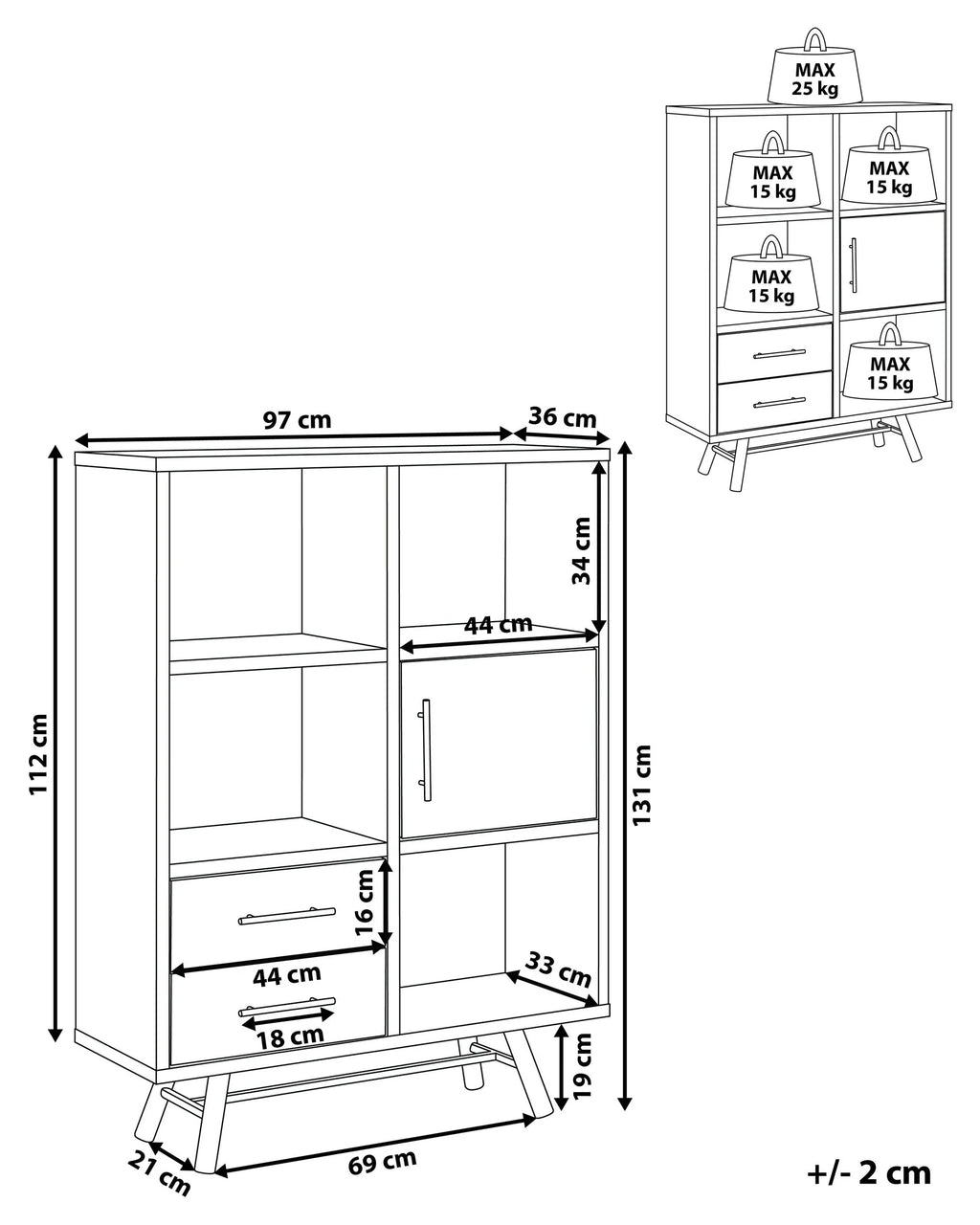 Shelving Unit ATLANTA 131 cm Brown