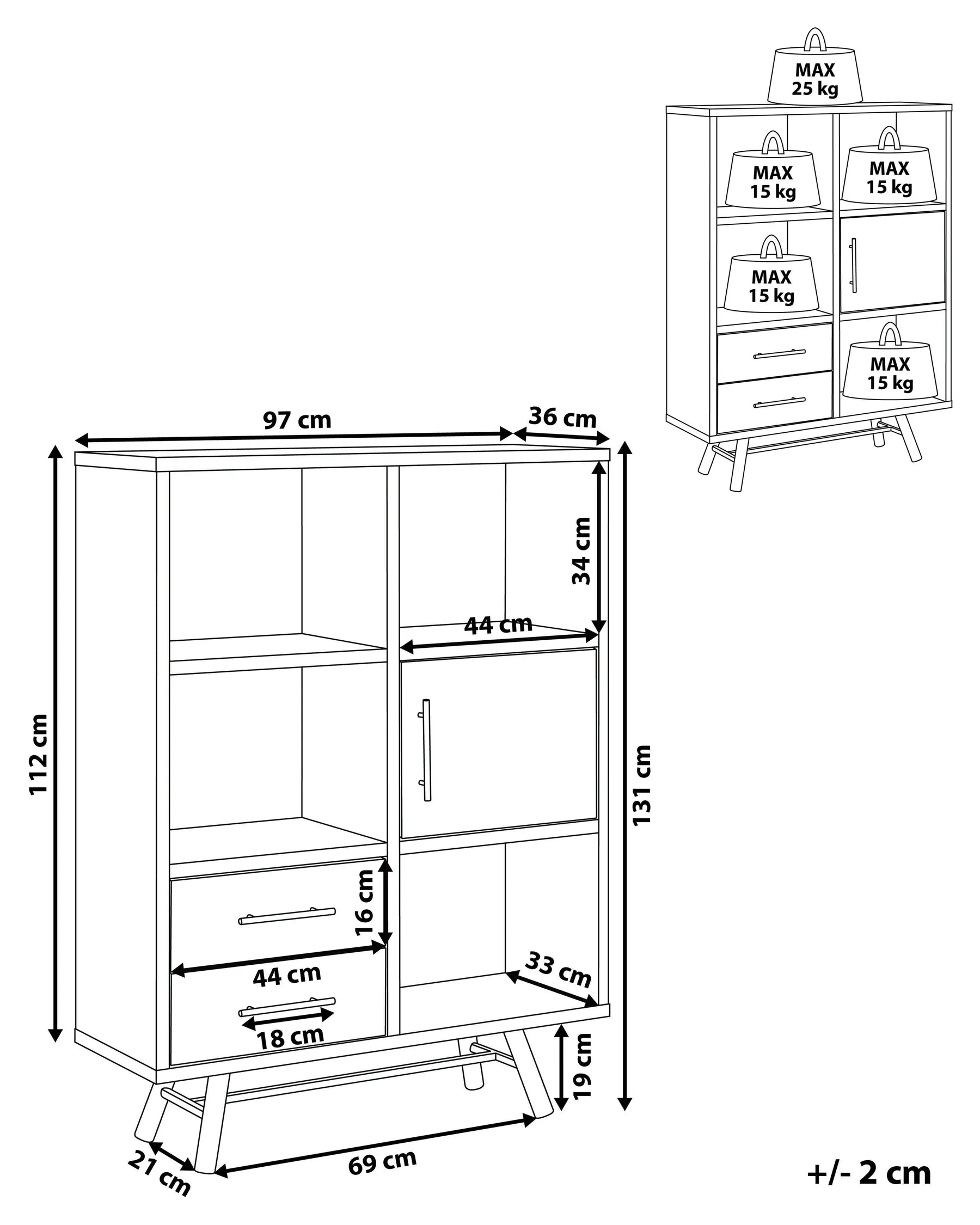 Shelving Unit ATLANTA 131 cm Brown