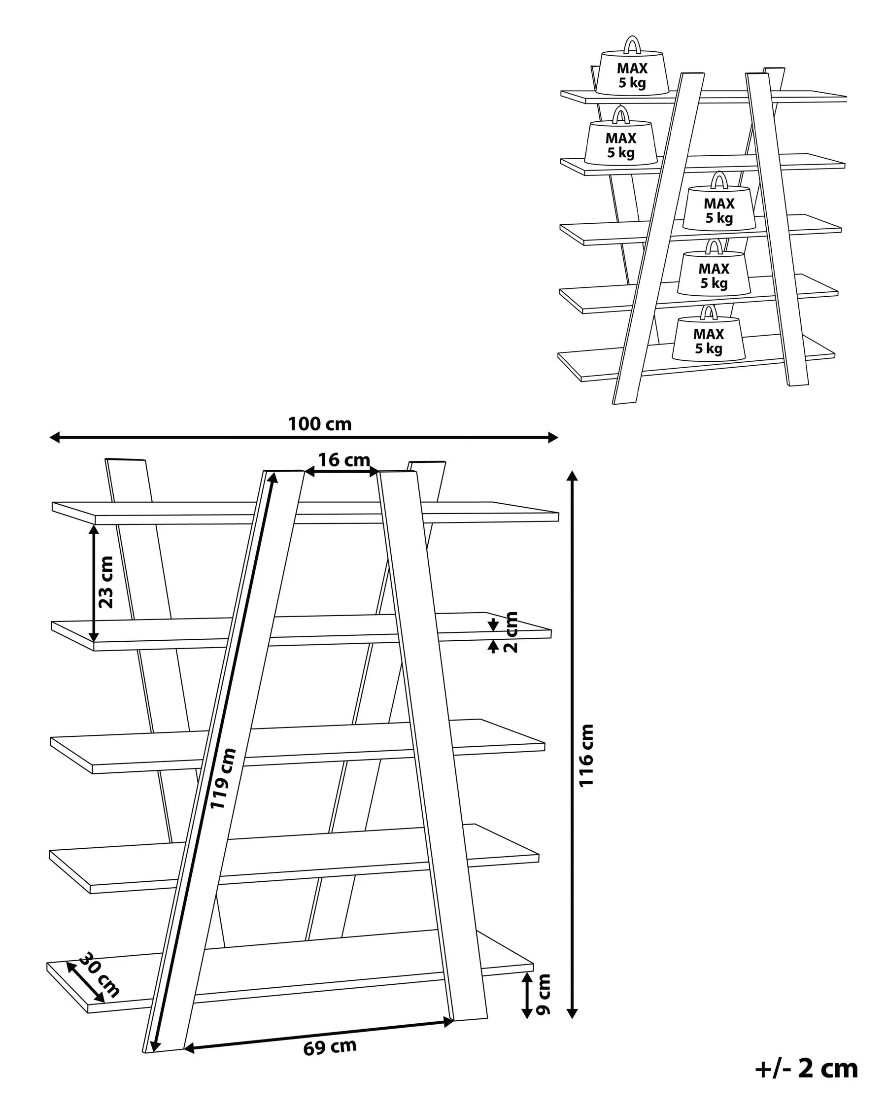 5 Tier Shelving Unit ESCALANTE 116 cm White