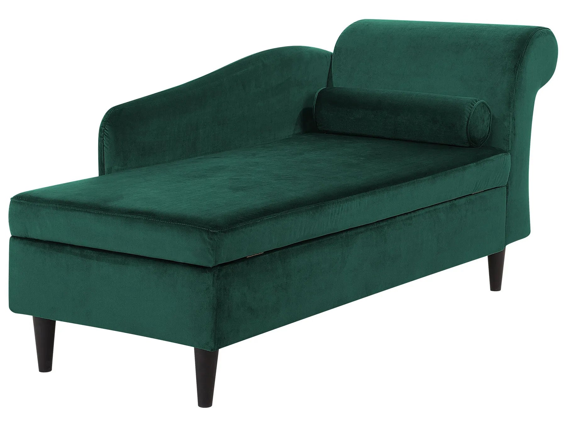 Right-Hand Chaise Lounge LUIRO Velvet Dark Green with Storage