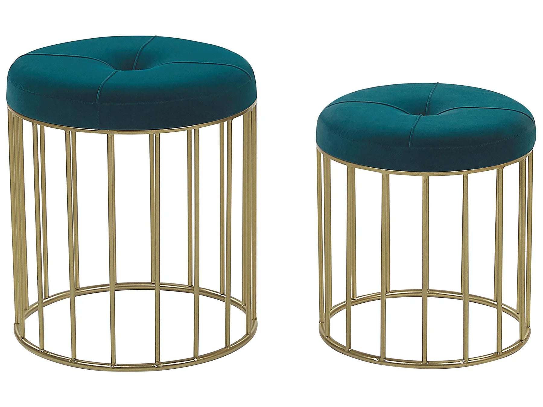 Set of 2 Footstools LUBBOCK Velvet Teal