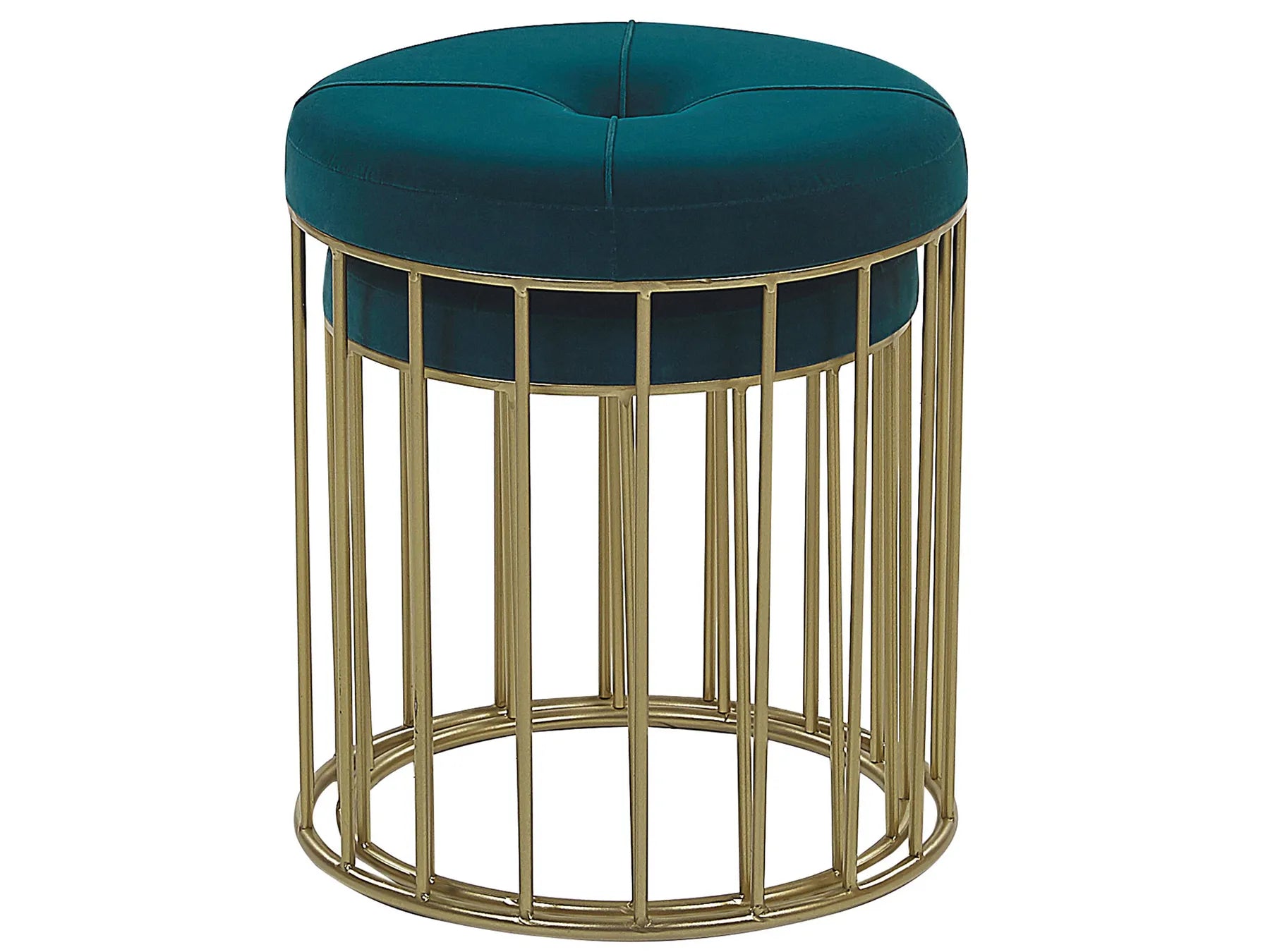 Set of 2 Footstools LUBBOCK Velvet Teal