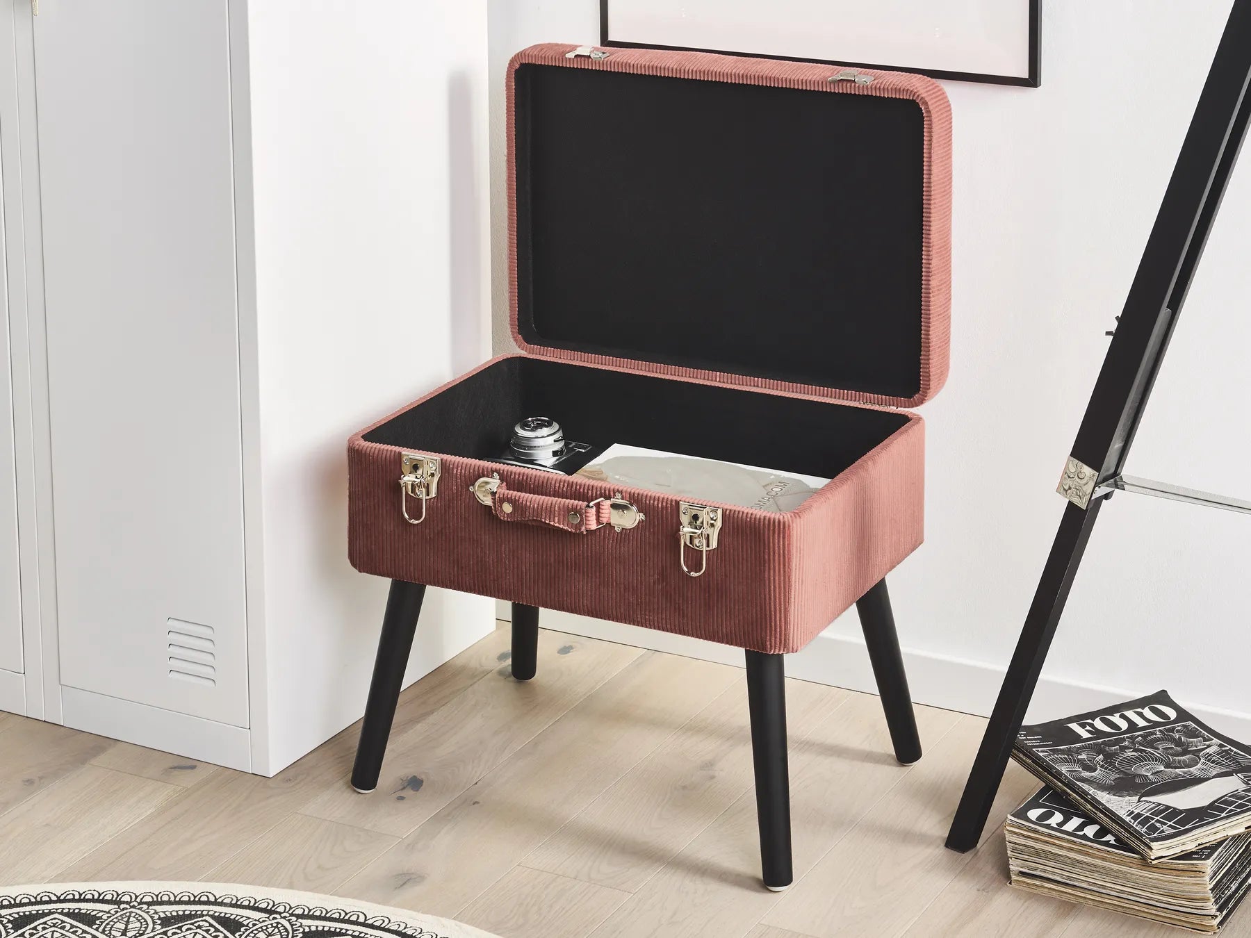 Storage Stool MALLARD Corduroy Pink