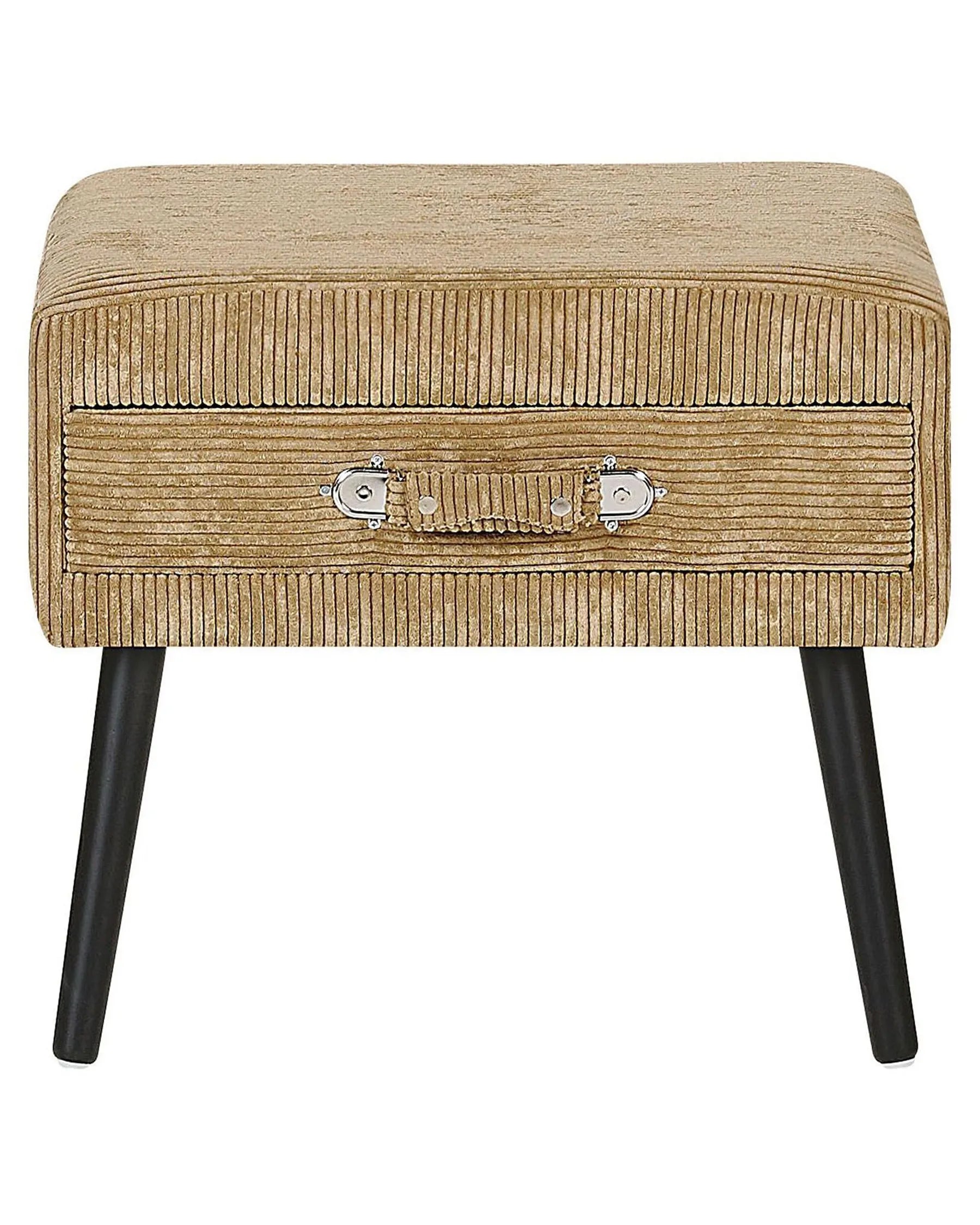 1 Drawer Bedside Table EUROSTAR Corduroy Sand Beige