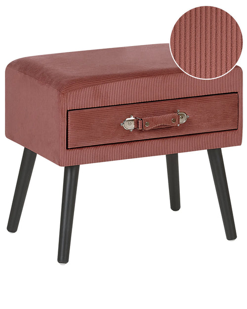 1 Drawer Bedside Table EUROSTAR Corduroy Pink