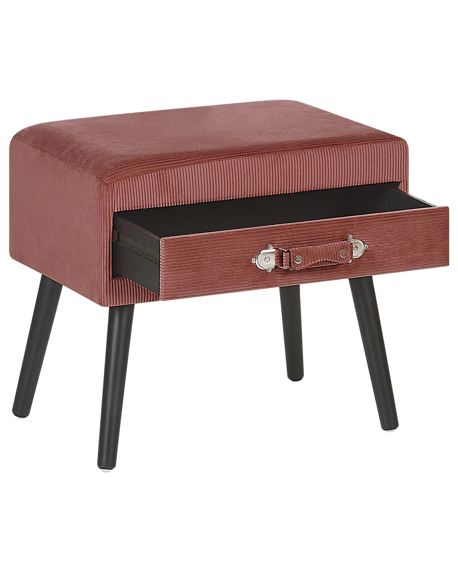 1 Drawer Bedside Table EUROSTAR Corduroy Pink