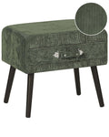 1 Drawer Bedside Table EUROSTAR Corduroy Dark Green
