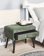 1 Drawer Bedside Table EUROSTAR Corduroy Dark Green
