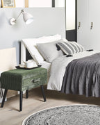 1 Drawer Bedside Table EUROSTAR Corduroy Dark Green