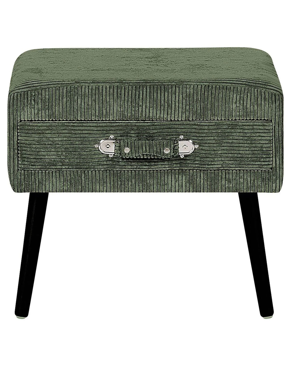 1 Drawer Bedside Table EUROSTAR Corduroy Dark Green