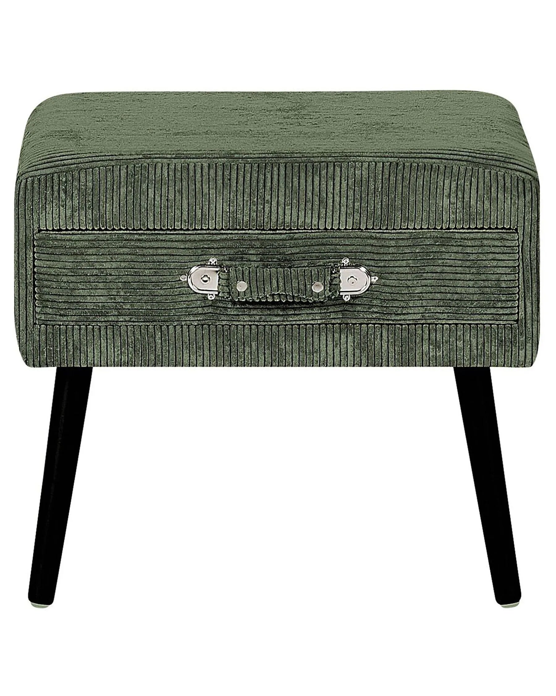 1 Drawer Bedside Table EUROSTAR Corduroy Dark Green