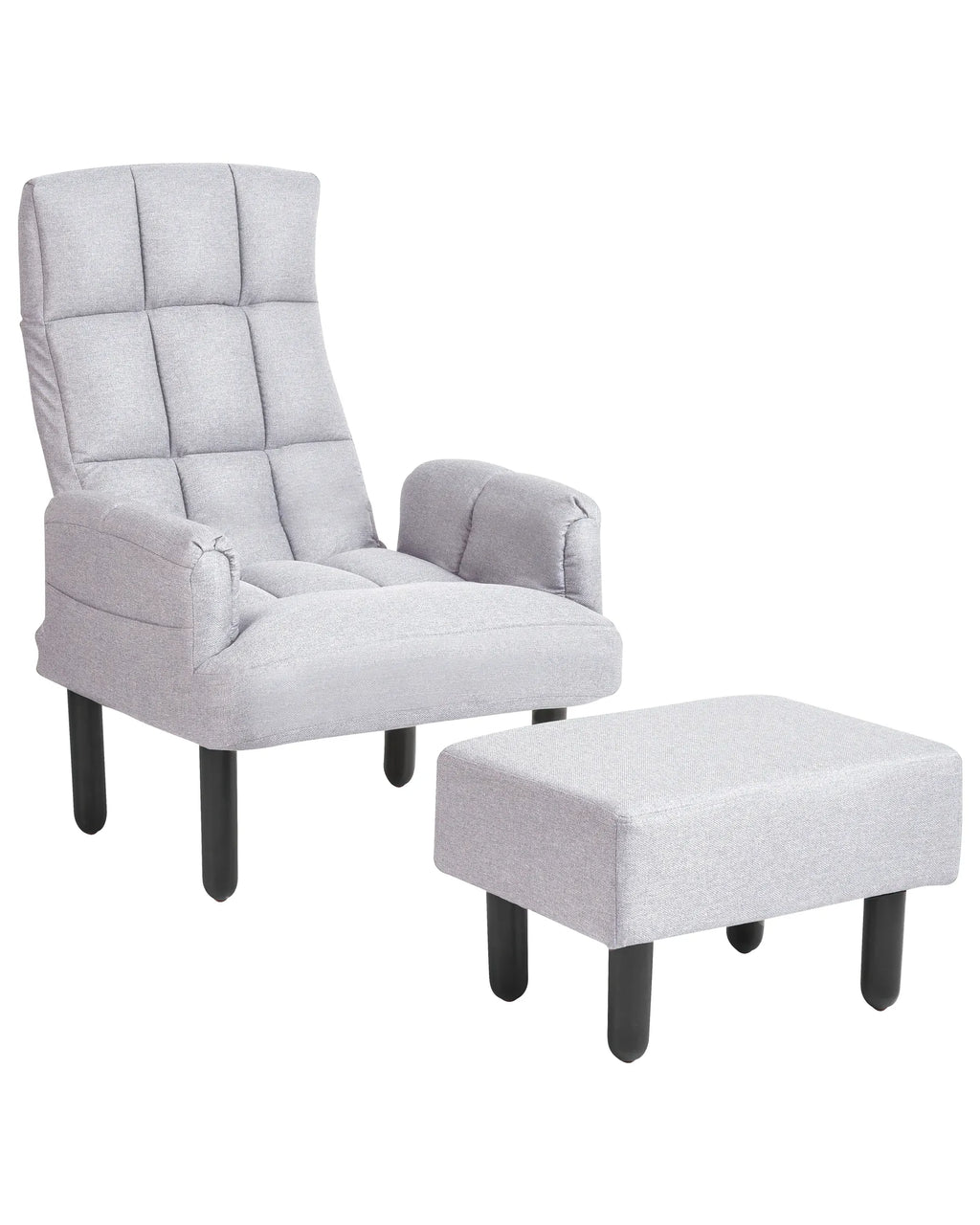 Recliner Chair OLAND with Footstool Fabric Grey