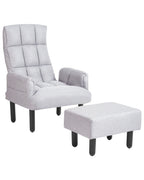 Recliner Chair OLAND with Footstool Fabric Grey