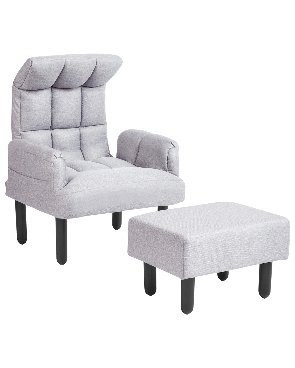 Recliner Chair OLAND with Footstool Fabric Grey