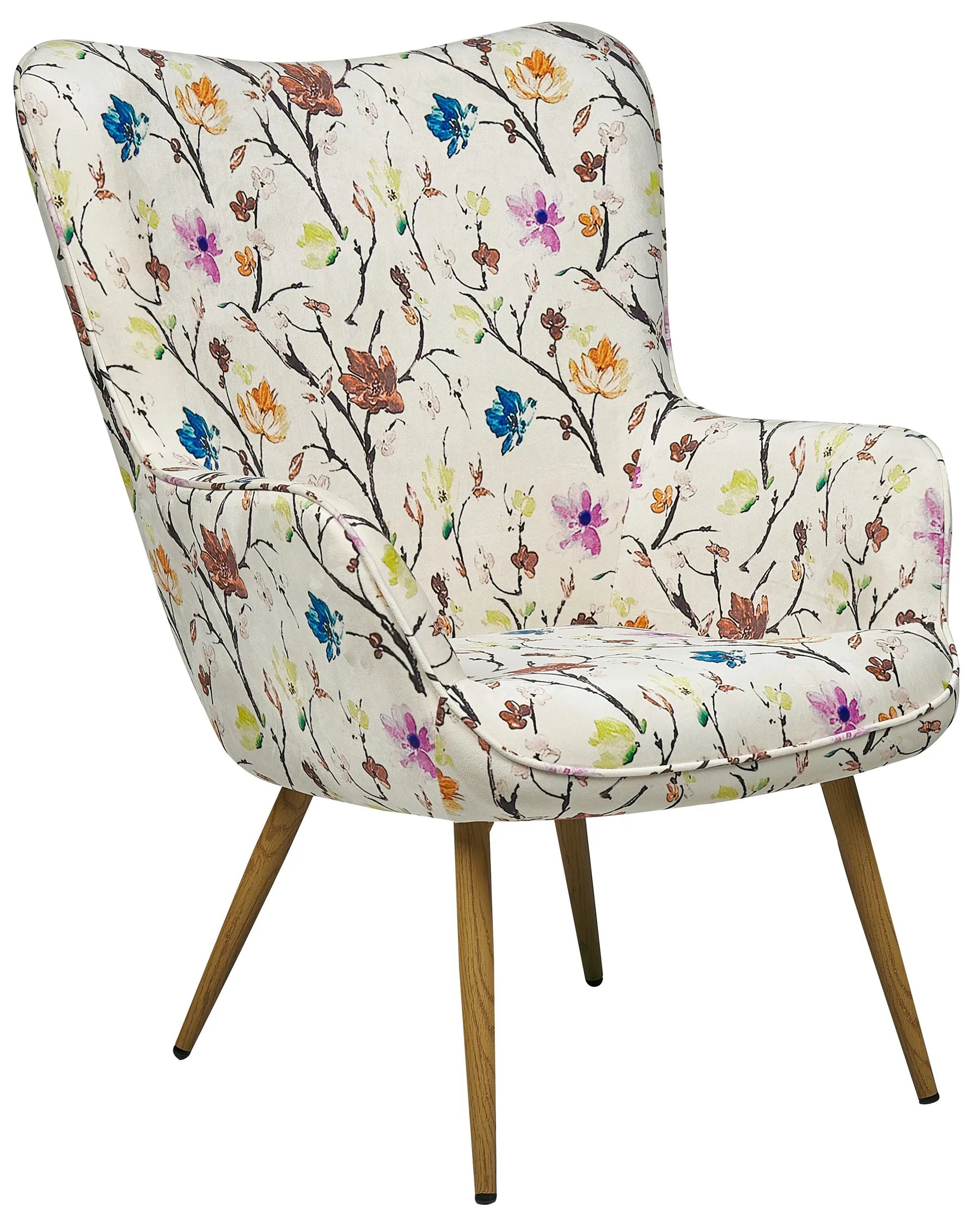 Wingback Chair VEJLE with Footstool Fabric Light Beige