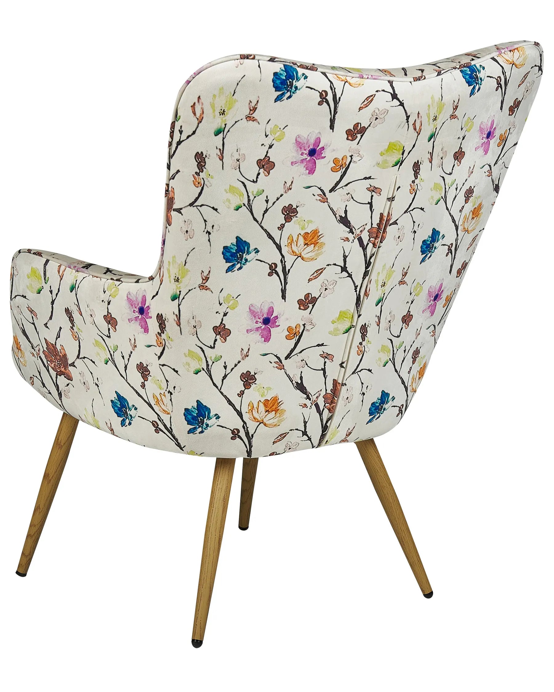 Wingback Chair VEJLE with Footstool Fabric Light Beige