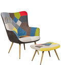 Wingback Chair VEJLE with Footstool Fabric Multicolour
